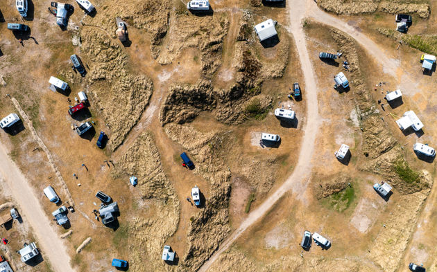Vejers Strand Camping Pladsen Dronefoto Efterår