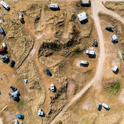 Vejers Strand Camping Pladsen Dronefoto Efterår